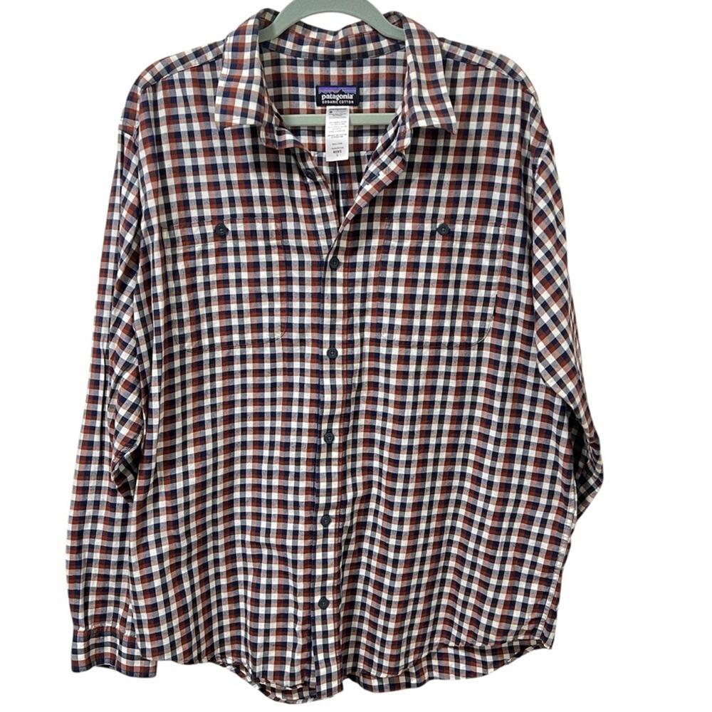 Patagonia Pima Cotton Long Sleeve Plaid Shirt L Organic Flannel